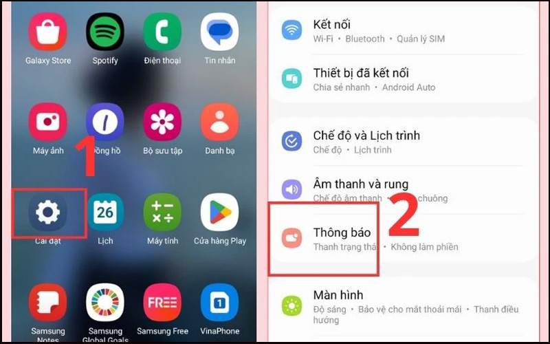 Mở ứng dụng Cài đặt, sau đó chọn Thông báo 