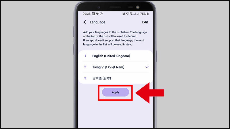 Khởi động và chọn ngôn ngữ