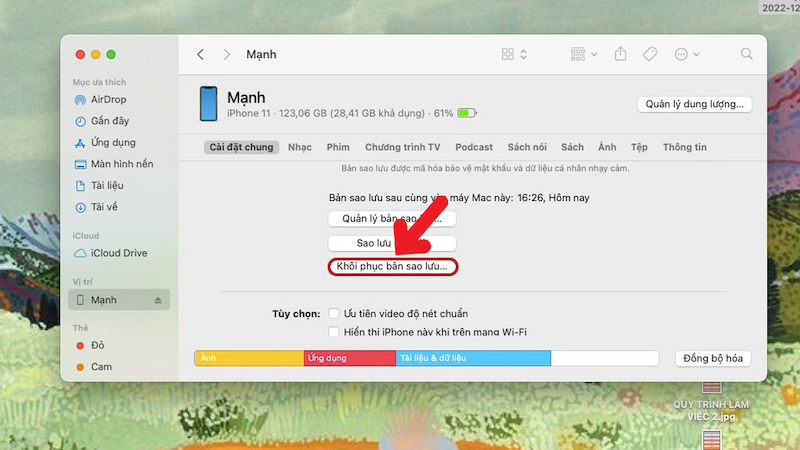 Khôi phục bản sao lưu