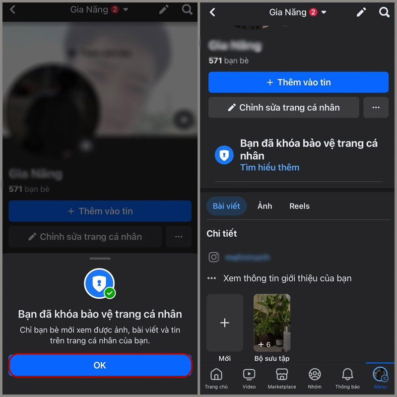 Màn hình hiển thị giao diện thông báo trang cá nhân Facebook đã được khóa