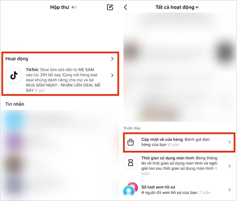 Kiểm tra qua thông báo của Hộp thư