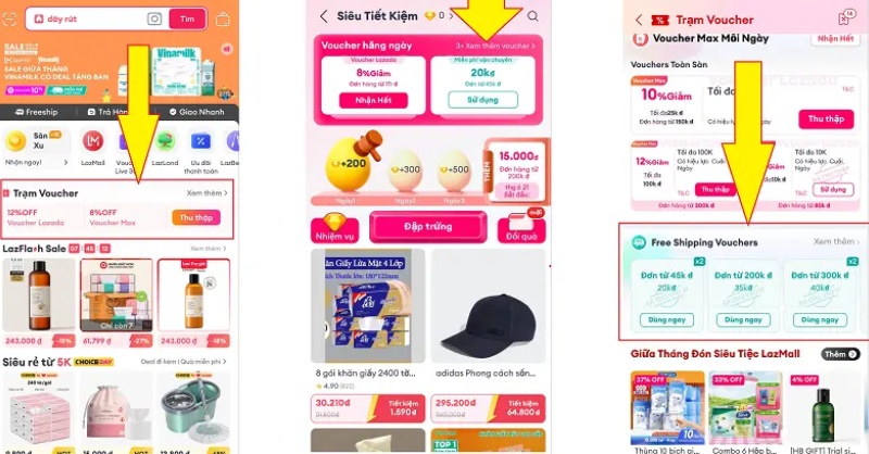 Lấy mã Freeship Lazada ở “Trạm Voucher”