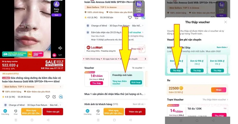 Lấy mã Freeship Lazada ở trang chi tiết sản phẩm