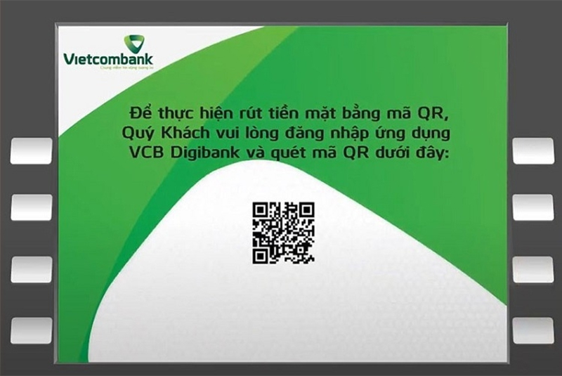 Màn hình ATM hiển thị mã QR