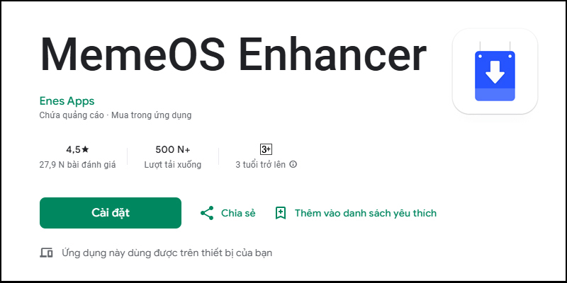 Tải ứng dụng MemeOS Enhancer về máy để mở khóa tốc độ sạc