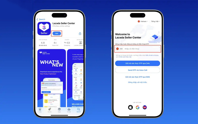 Nhập số điện thoại đã đăng ký để đăng nhập Lazada Seller Center