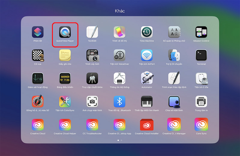 Mở QuickTime Player