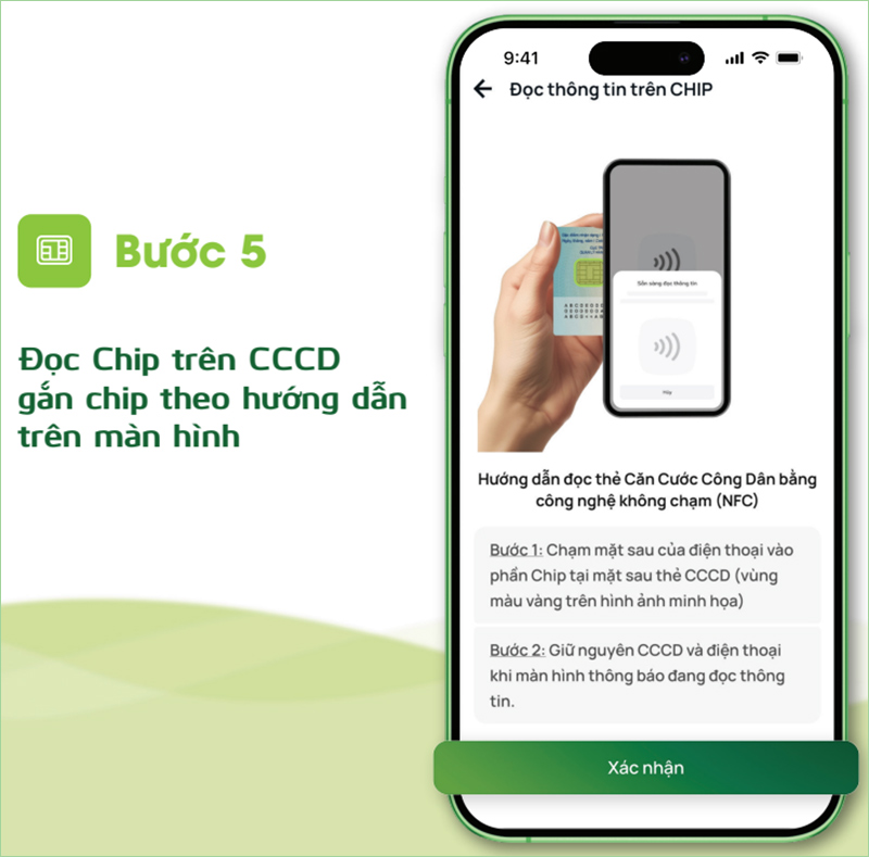 Mở tài khoản Vietcombank xác thực bằng CCCD gắn chip bước 5