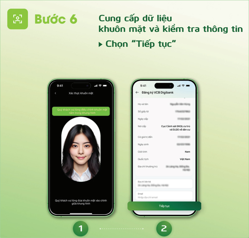 Mở tài khoản Vietcombank xác thực bằng CCCD gắn chip bước 6