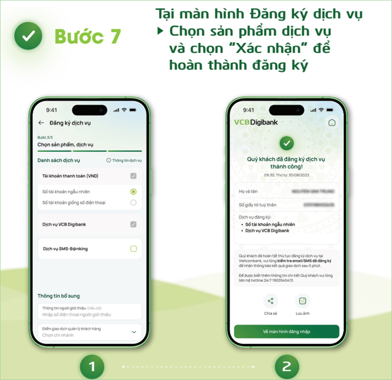 Mở tài khoản Vietcombank xác thực bằng CCCD gắn chip bước 7