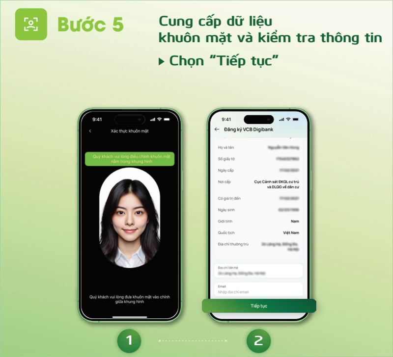 Mở tài khoản Vietcombank xác thực bằng VNeID bước 5