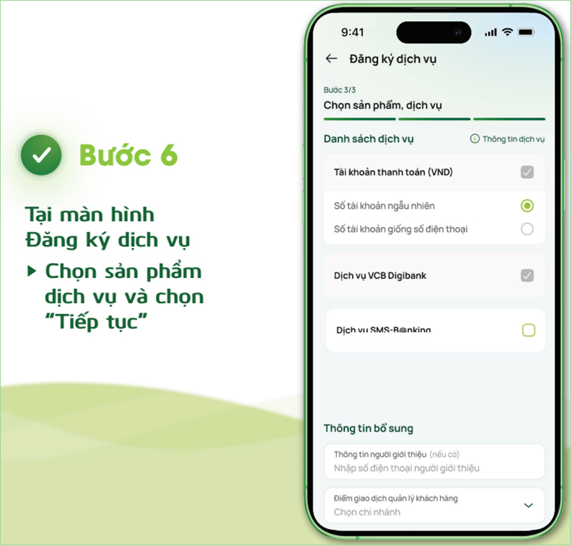 Mở tài khoản Vietcombank xác thực bằng VNeID bước 6