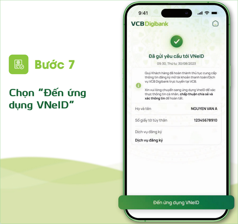Mở tài khoản Vietcombank xác thực bằng VNeID bước 7