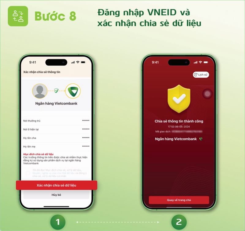 Mở tài khoản Vietcombank xác thực bằng VNeID bước 8
