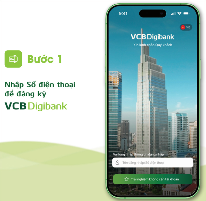 Mở tài khoản Vietcombank online bước 1