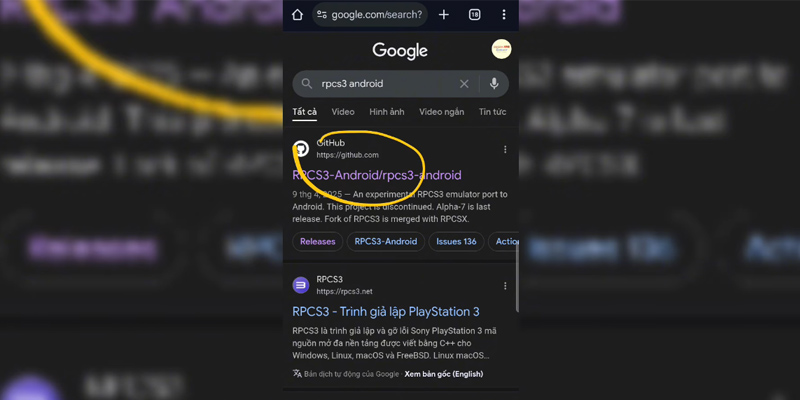 Tải RPCS3 trong trang GitHub