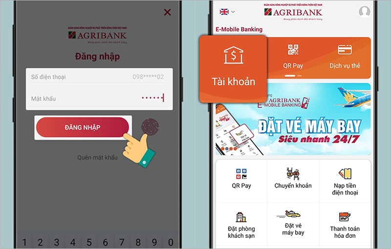 Mở ứng dụng Agribank E-Mobile Banking