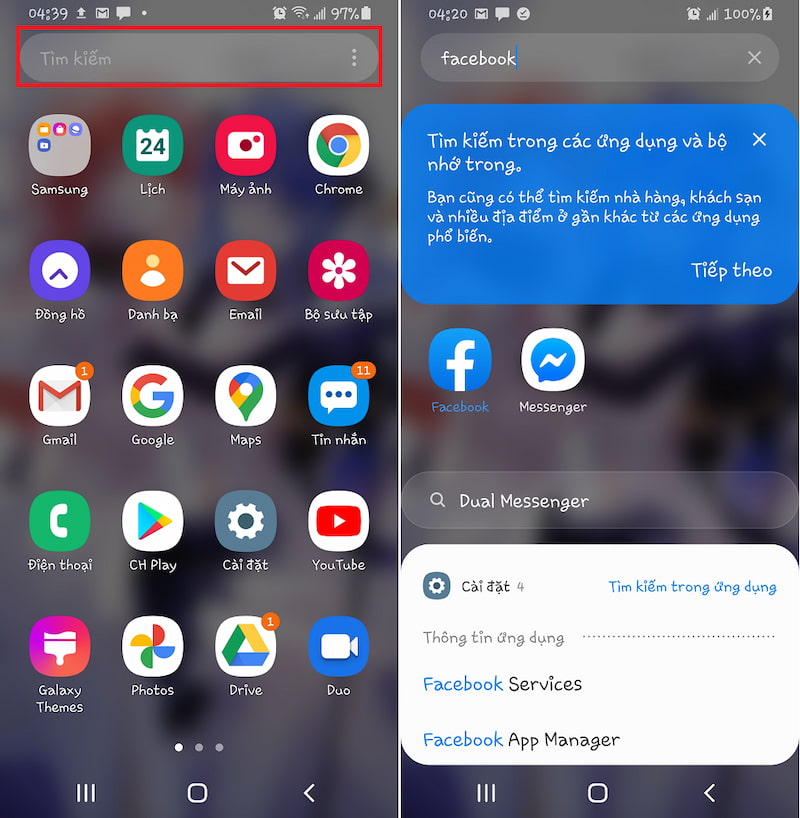 Mở ứng dụng bị ẩn trên điện thoại Samsung