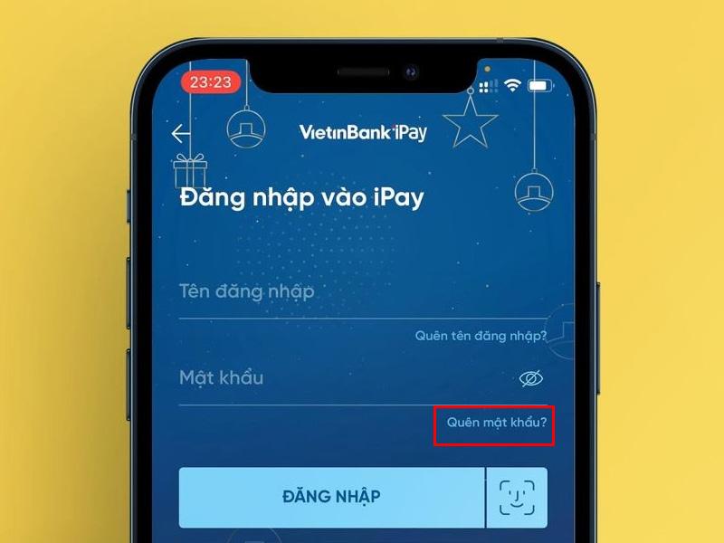 Mở trang đăng nhập VietinBank iPay sau đó chọn Quên mật khẩu