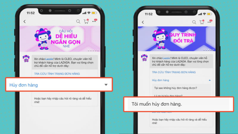 Chọn Hủy đơn hàng và Tôi muốn hủy đơn hàng