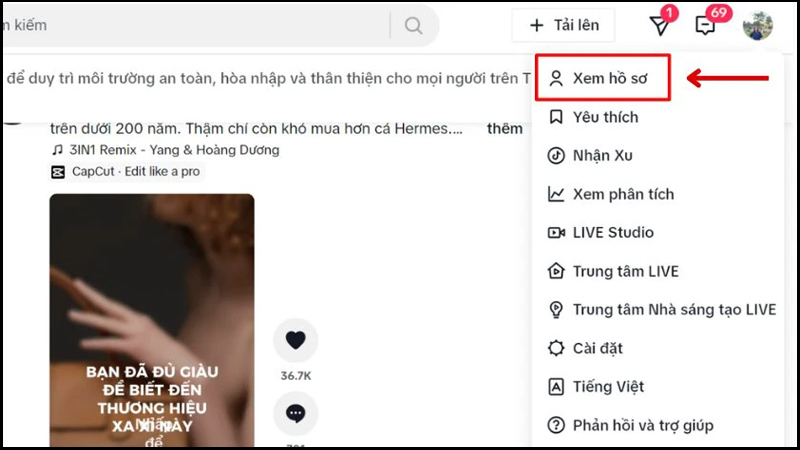 Chọn Xem hồ sơ bằng cách nhấn vào biểu tượng ảnh đại diện