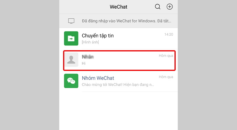 Mở ứng dụng WeChat, vào mục Trò chuyện