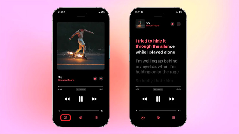 Xem lời bài hát offline bằng cách nhấn vào biểu tượng lycris ở góc dưới
