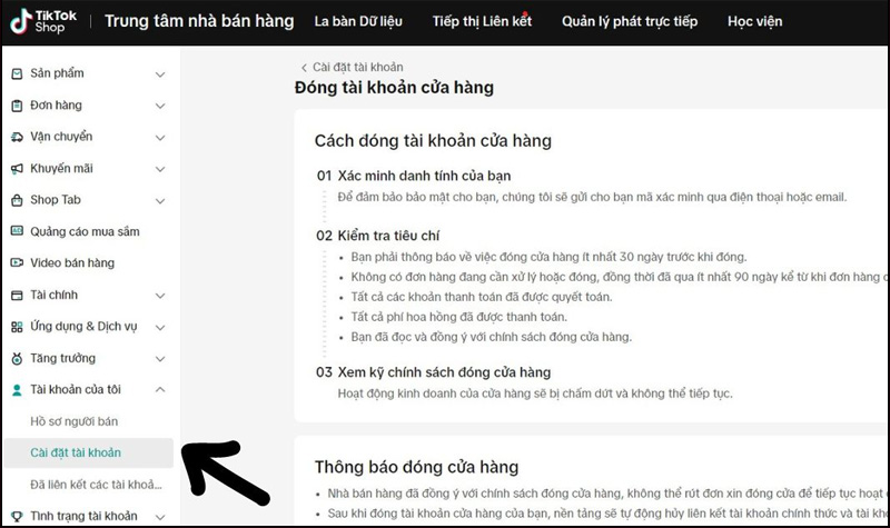 Chọn Cài đặt tài khoản 