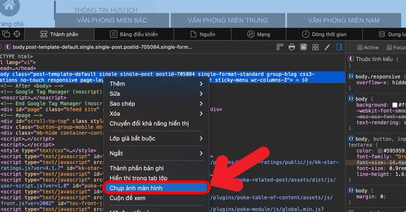 Chọn Chụp ảnh màn hình
