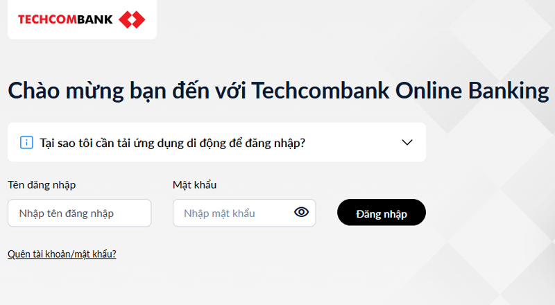 Chọn Quên tài khoản/mật khẩu 