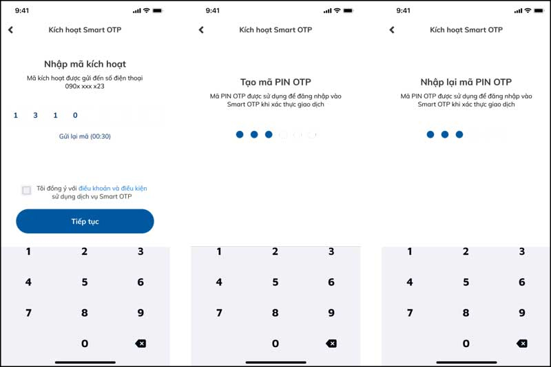 Nhập mã kích hoạt và tạo mã PIn 4 chữ số sau đó xác nhận lại