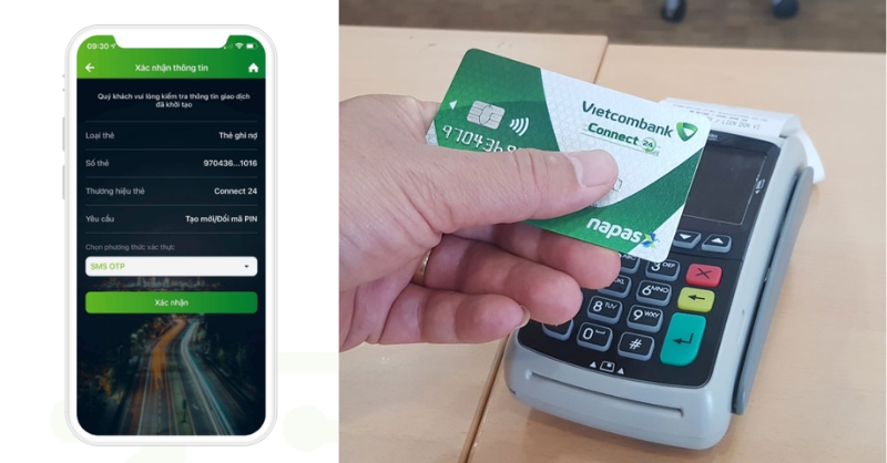 Nhập mã OTP được gửi về điện thoại để hoàn tất việc đổi mã PIN Vietcombank