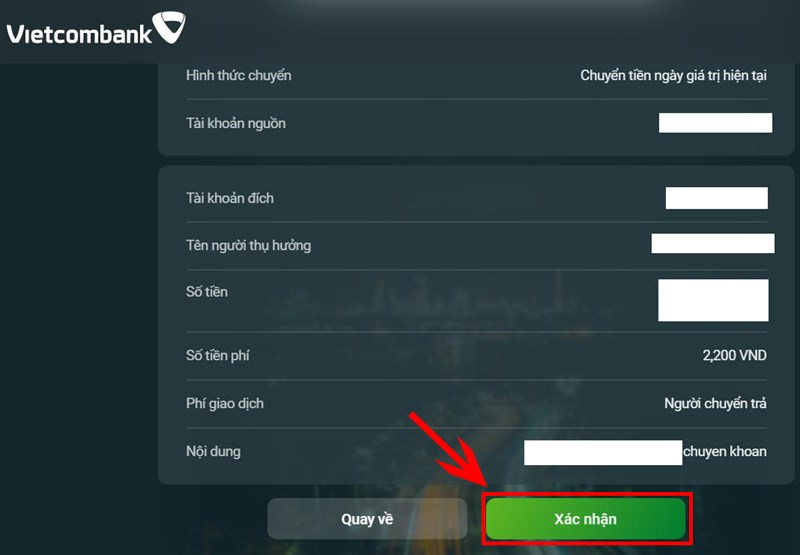 Nhập mã OTP vừa được gửi về điện thoại và bấm “Xác nhận”