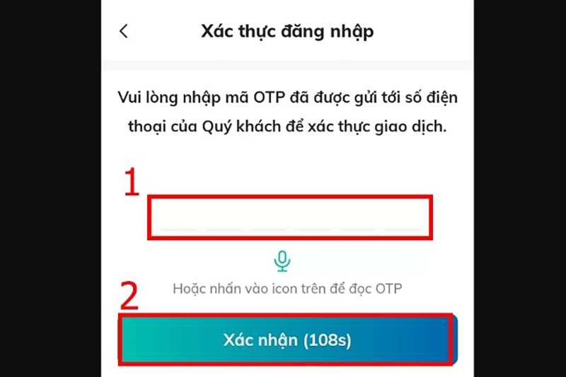 Xác thực mã OTP nhận được qua điện thoại