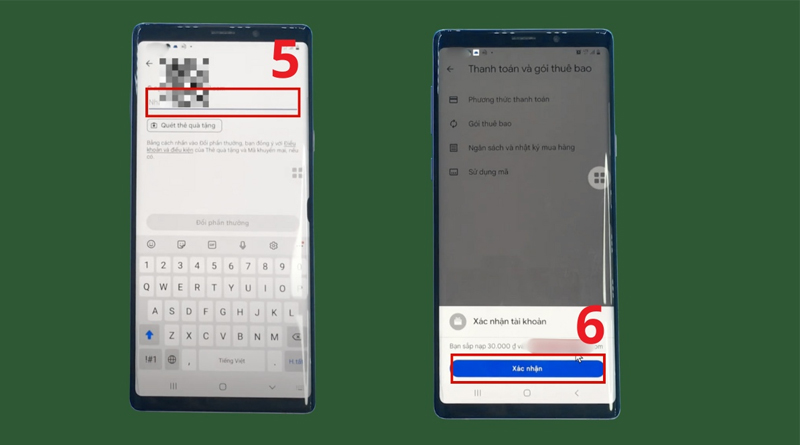 Nhập mã đã mua và xác nhận để hoàn tất