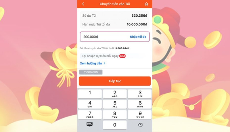 Cách nạp tiền vào Túi Thần Tài MoMo