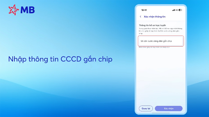 Nhập thông tin CCCD gắn chip rồi bấm “Xác nhận”