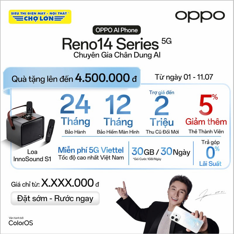 Đặt trước OPPO Reno14 Series tại Điện Máy - Nội Thất Chợ Lớn
