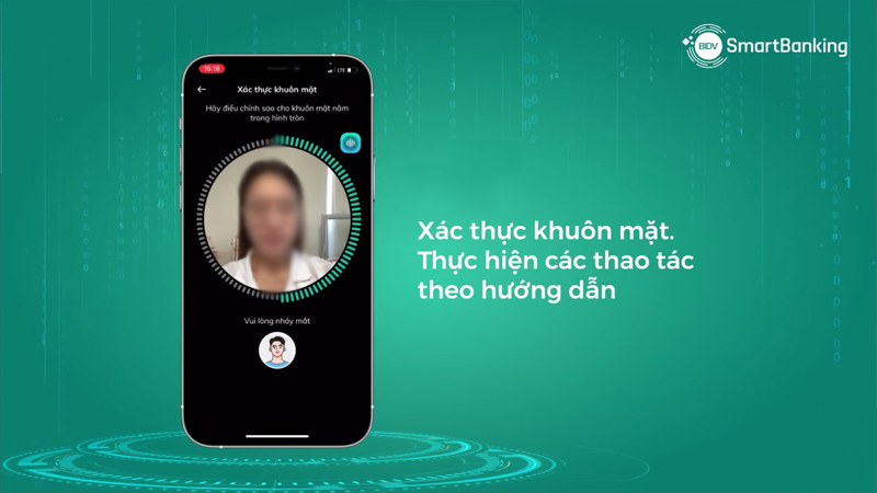 Xác thực khuôn mặt để tạo tài khoản BIDV online