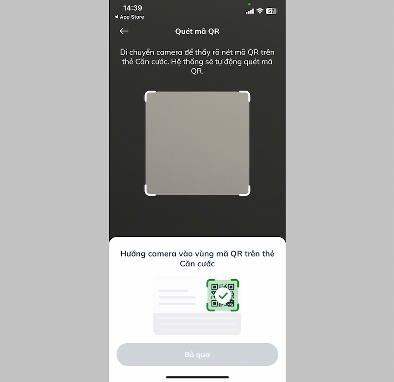 Quét mã QR trên căn cước