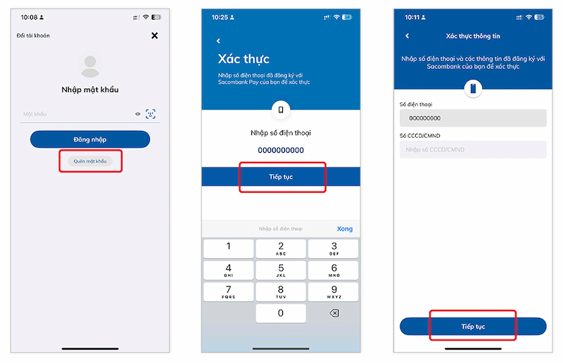 Quên mật khẩu Sacombank
