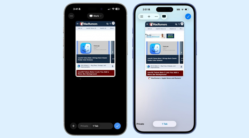 iOS 26 Beta 2 cập nhật mới cho Safari