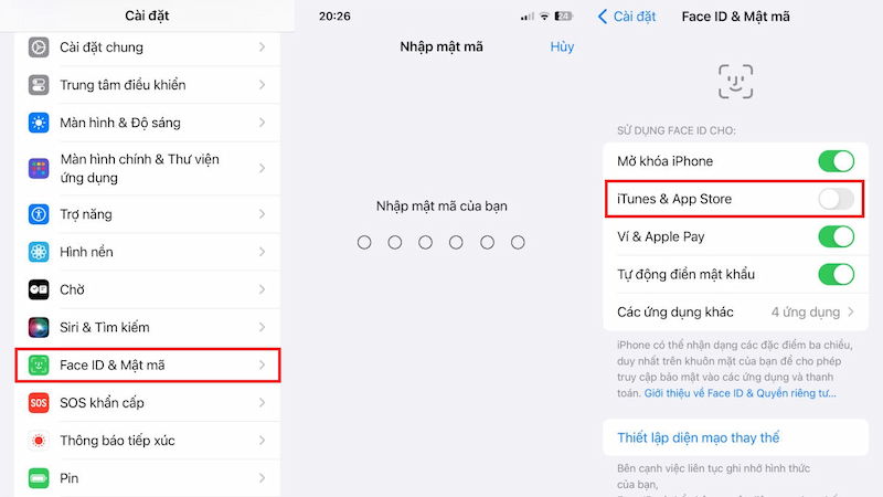 Sử dụng Face ID hoặc Touch ID để tải ứng dụng