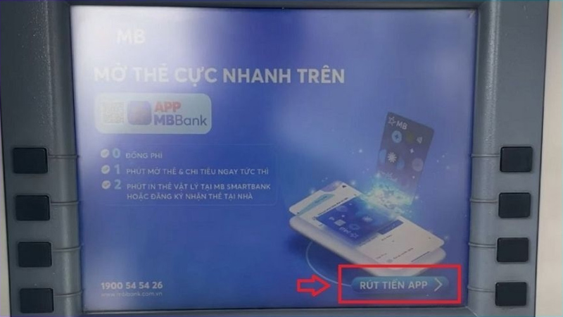 Chọn rút tiền app từ cây ATM