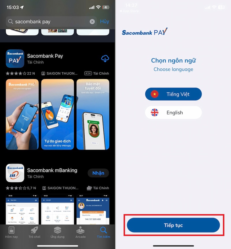 Tải ứng dụng Sacombank Pay