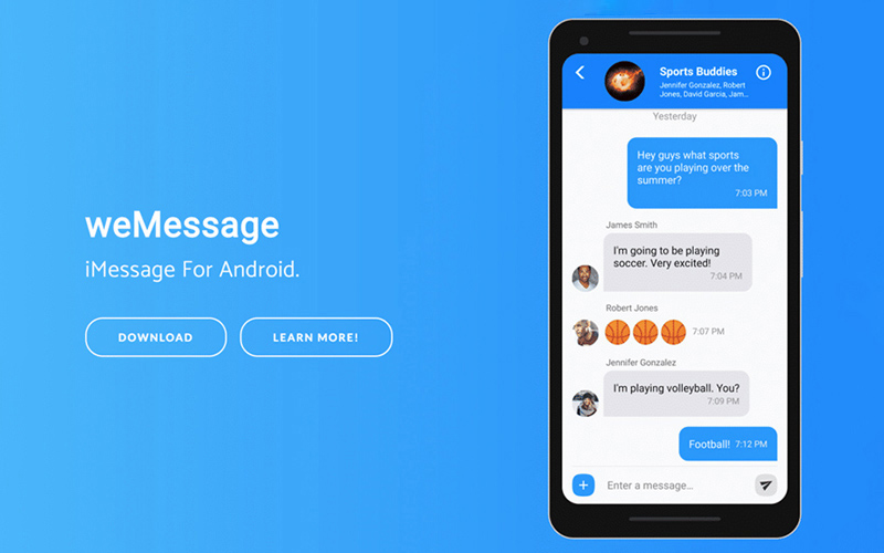 Tải và cài đặt ứng dụng weMessage trên điện thoại Android