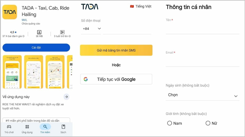 Tải và đăng ký tài khoản ứng dụng TADA