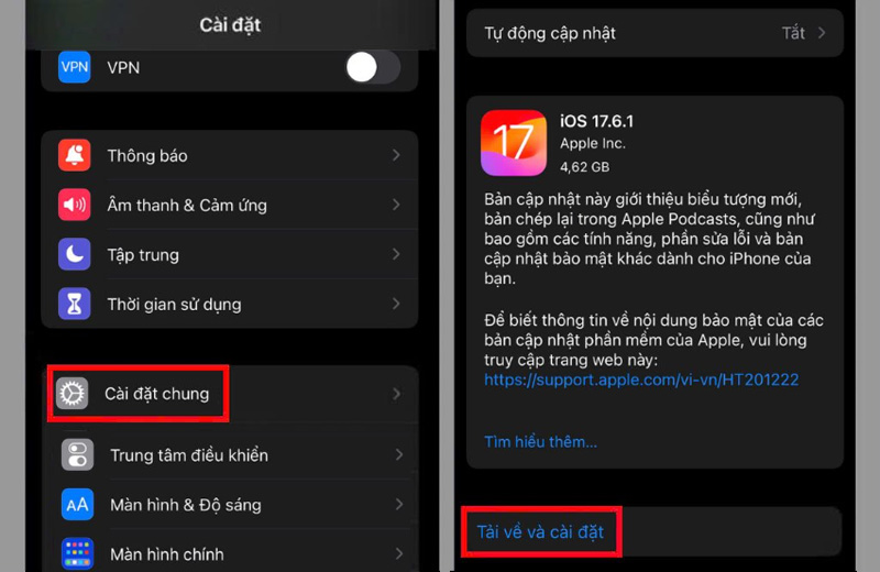 Cập nhật phần mềm cho iPhone 