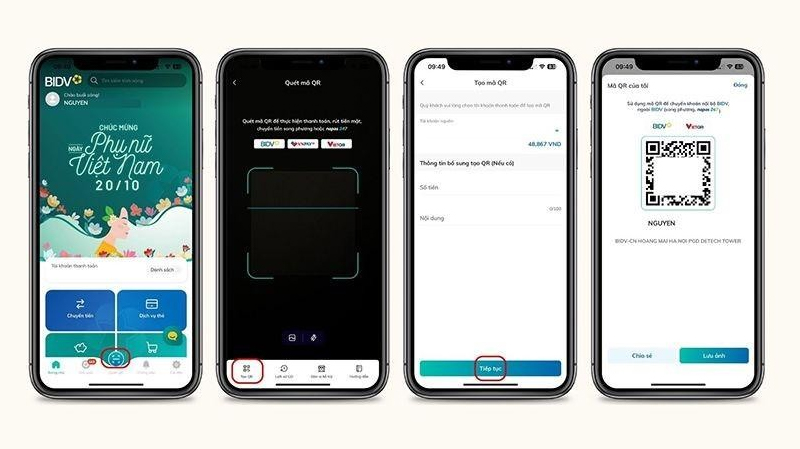 Tạo mã QR BIDV kèm số tiền cụ thể