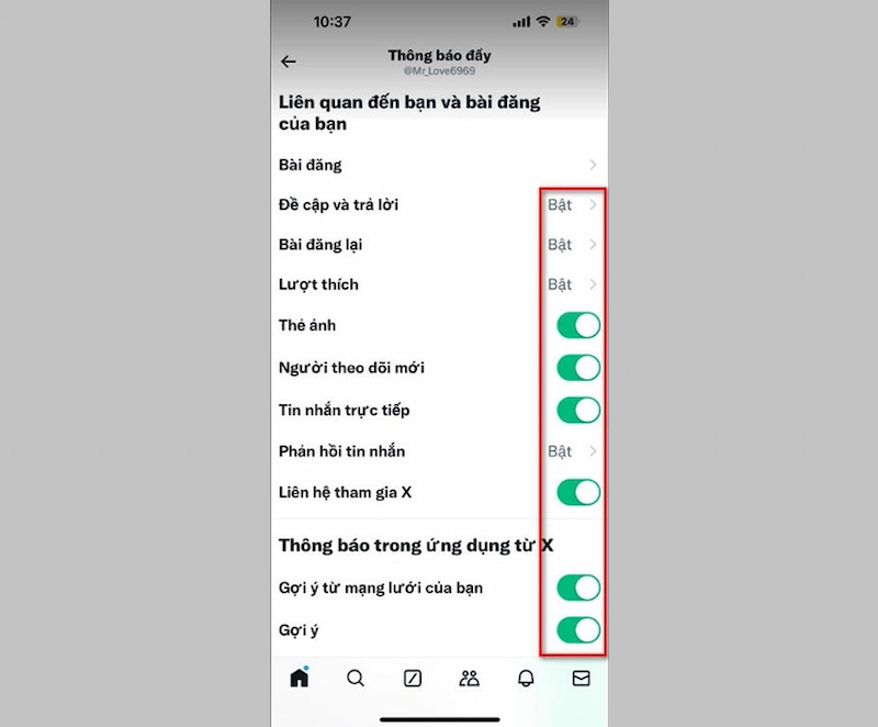 Tắt thông báo trên Twitter (X)